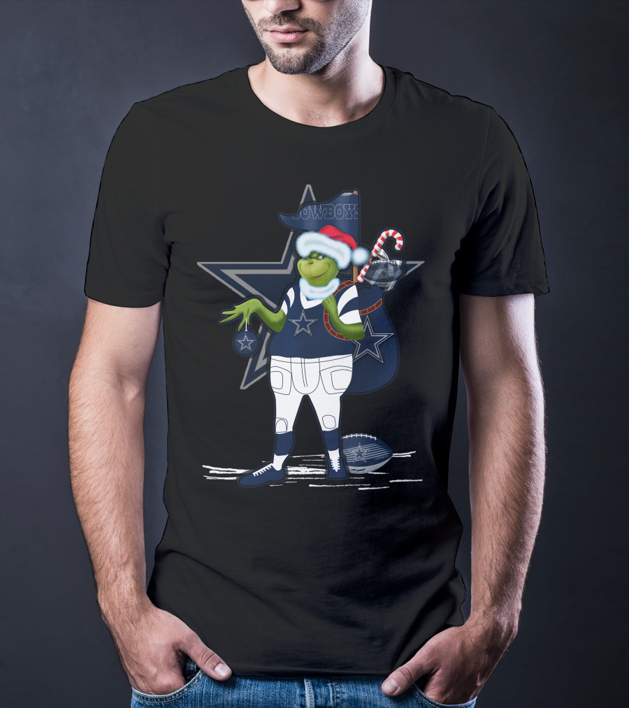 Grinchxmas V1 Dallas Cowboys Star Holiday Football Cheer T-Shirt