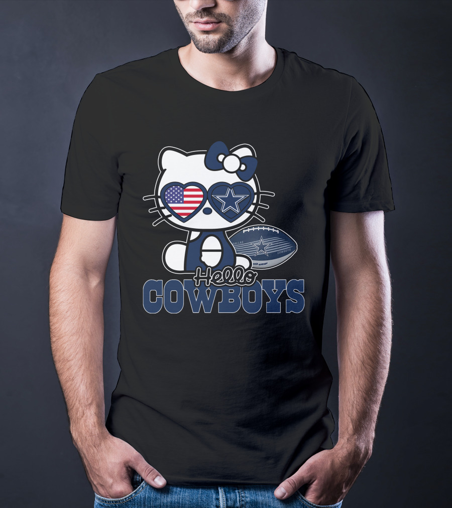 Hello Kitty Dallas Cowboys Usa Flag Football T-Shirt