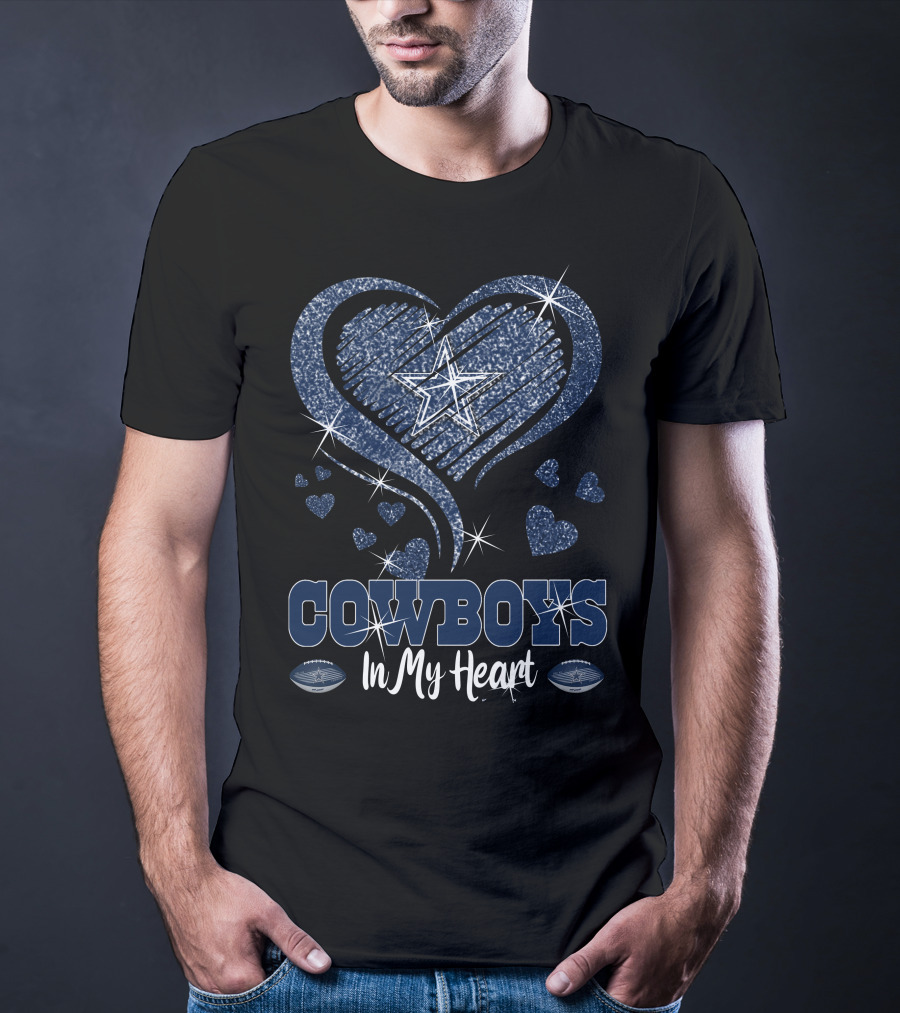 Cowboys In My Heart Starry Hearts Football T-Shirt