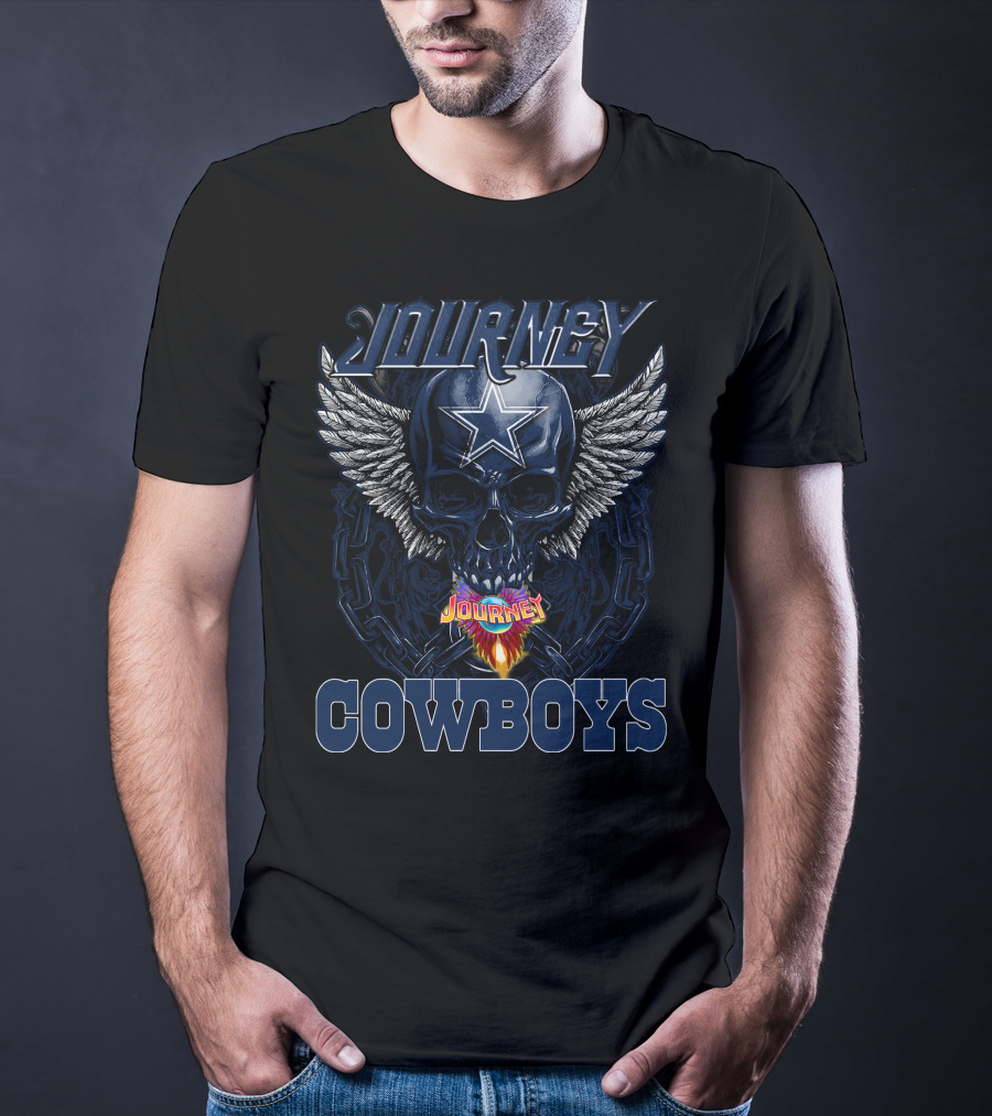 Journey Cowboys Dallas Cowboys Skull Wings Star T-Shirt