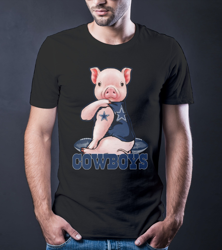 Pig With Dallas Cowboys Football Team Logo And Stars T-Shirt