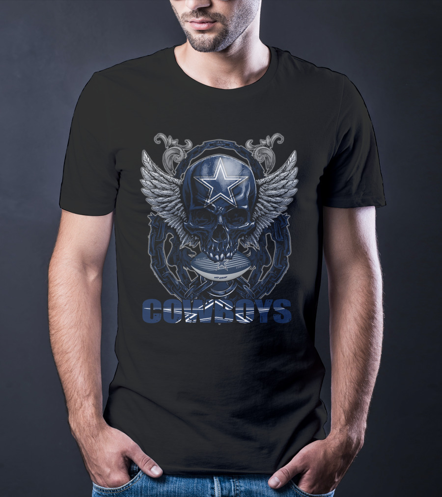 Dallas Cowboys Skull With Wings And Star T-Shirt