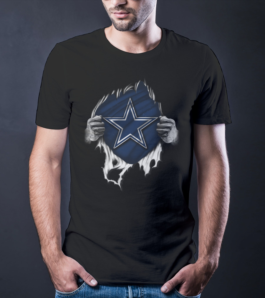 Torn V1 Dallas Cowboys Star Emblem Peeling Hands T-Shirt