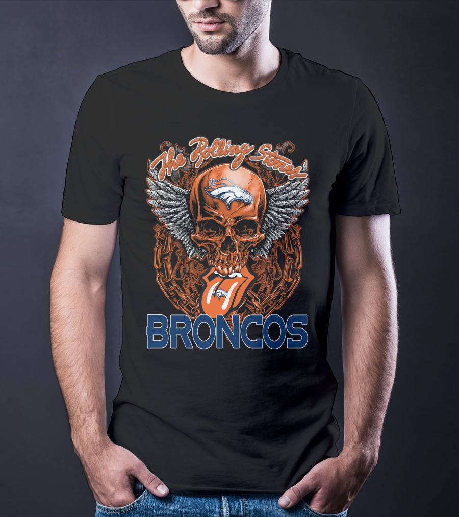 The Rolling Stones Denver Broncos Skull Wings T-Shirt