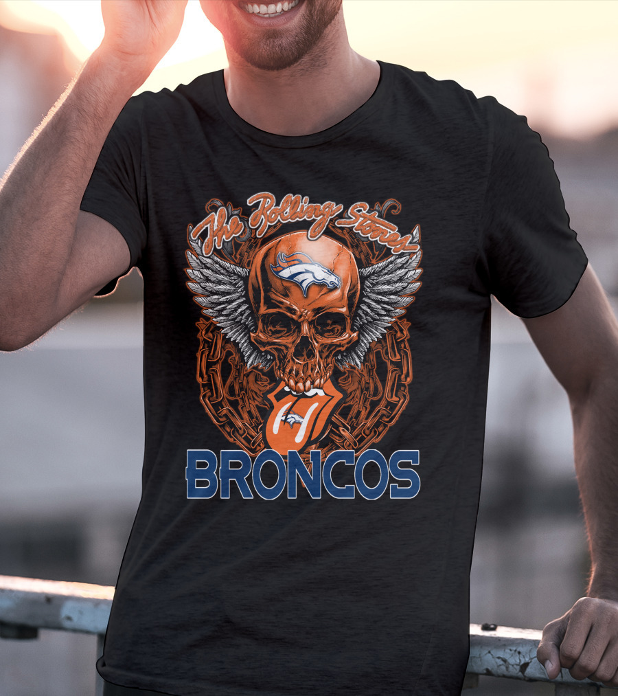 The Rolling Stones Denver Broncos Skull Wings T-Shirt