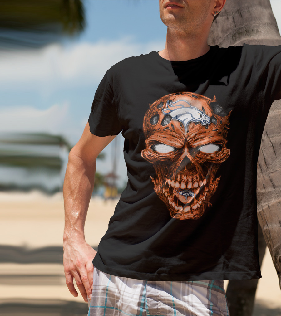 Skull Denver Broncos NFL Logo Horror T-Shirt