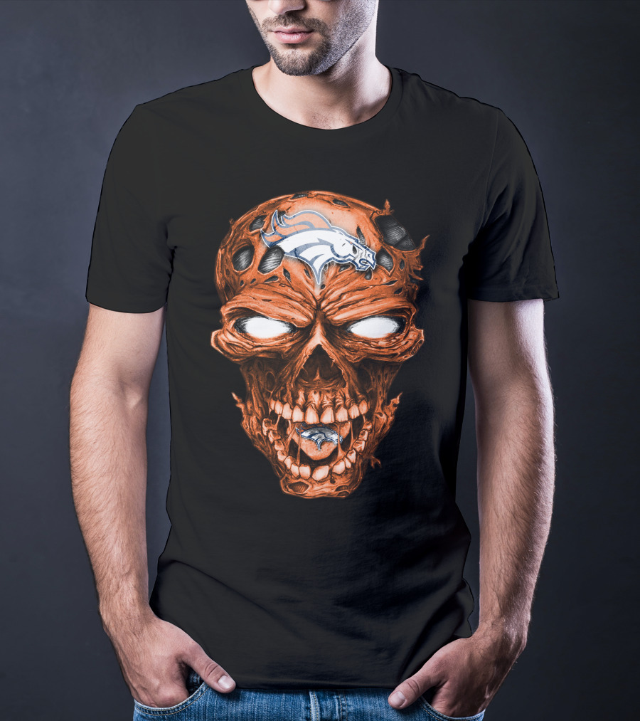 Skull Denver Broncos NFL Logo Horror T-Shirt