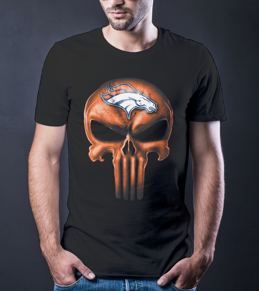 Skull Denver Broncos Logo Fusion T-Shirt