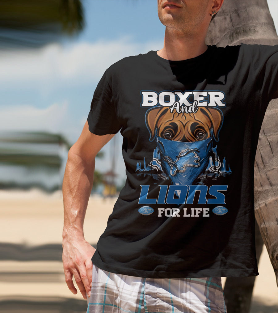 Boxer And Lions For Life DETROIT LIONS T-Shirt