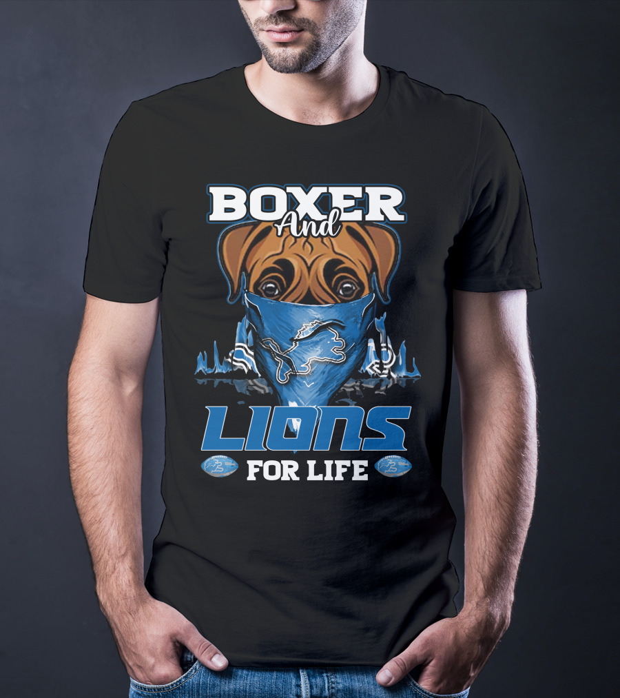 Boxer And Lions For Life DETROIT LIONS T-Shirt
