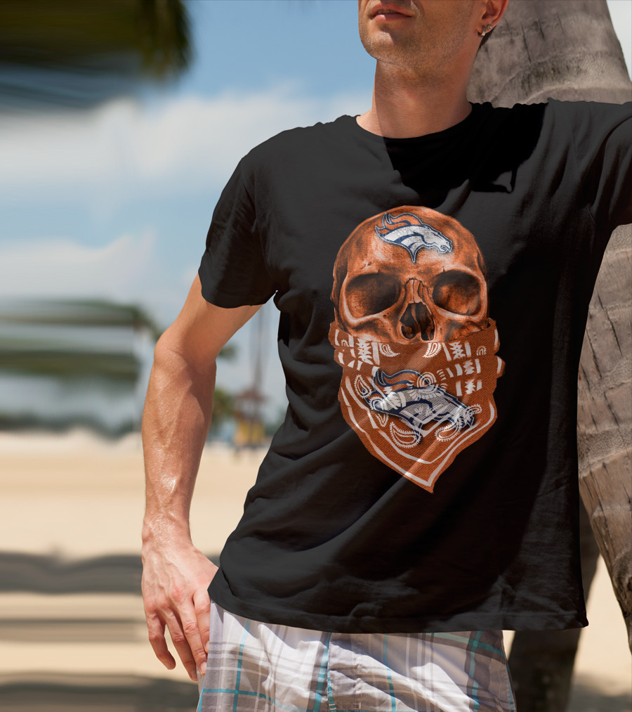Skull Denver Broncos Bandana T-Shirt