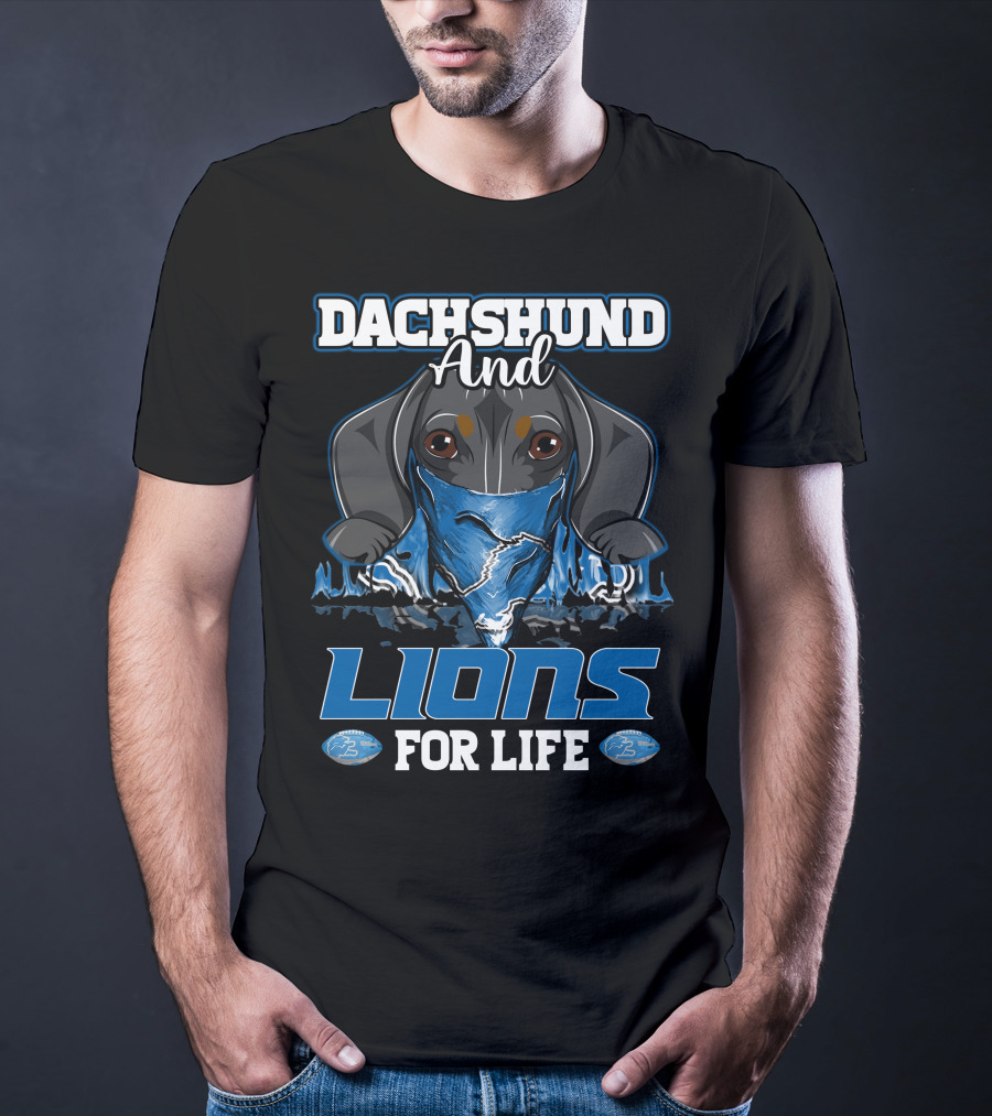 Dachshund And Lions For Life DETROIT LIONS T-Shirt