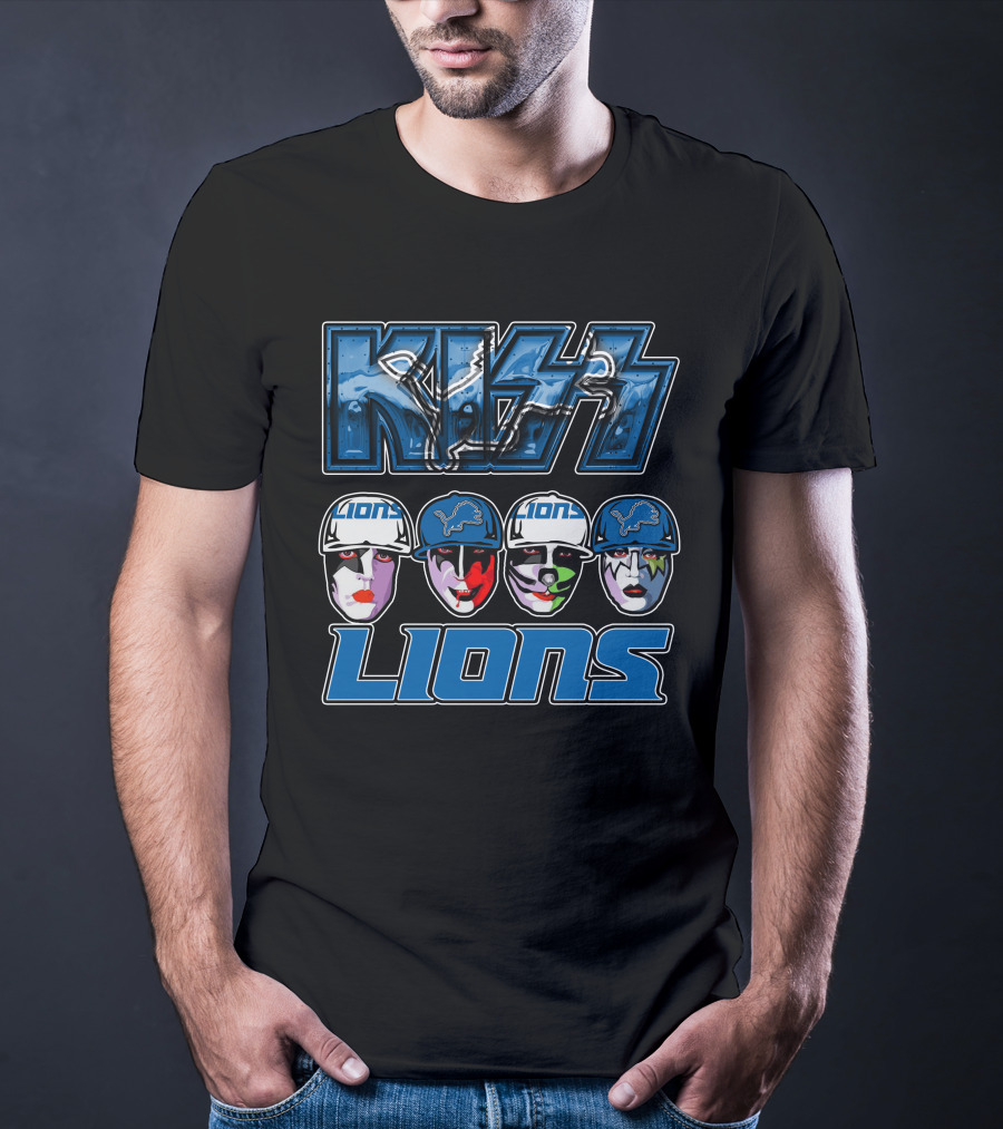 Kiss Detroit Lions Logo Facepaint T-Shirt