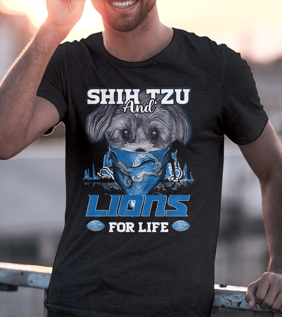 Shih Tzu And Lions For Life Detroit T-Shirt