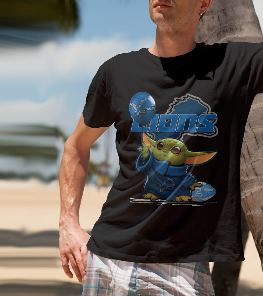 Yoda Detroit Lions Football Balloon T-Shirt