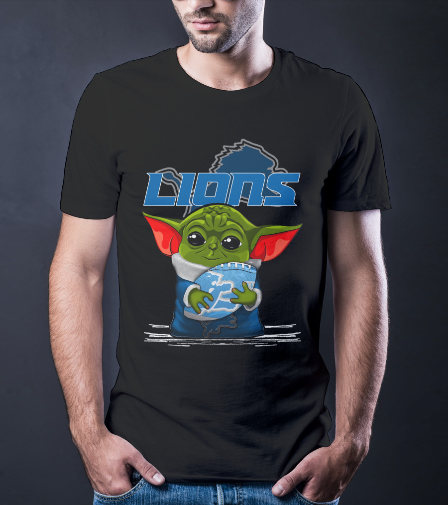LIONS Yoda Football Fan Art DETROIT Football Team T-Shirt