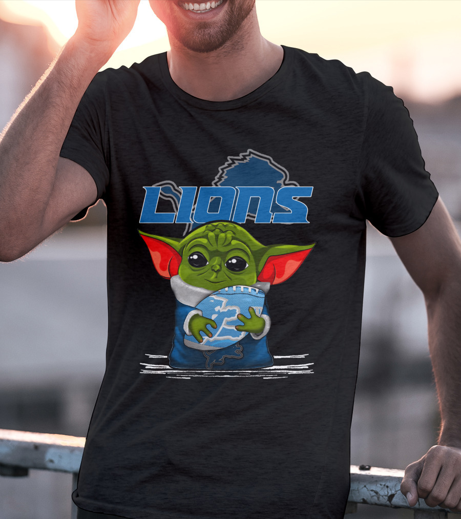 LIONS Yoda Football Fan Art DETROIT Football Team T-Shirt