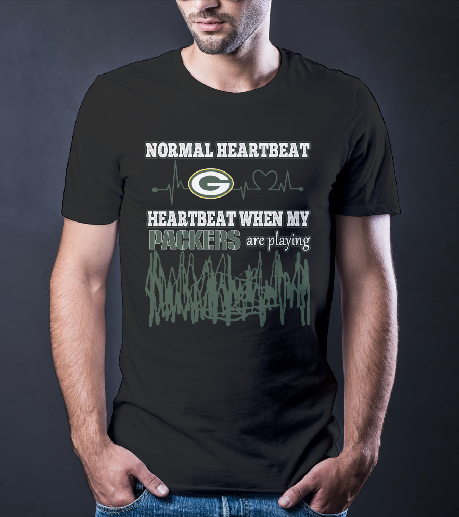 Normal Heartbeat Heartbeat When My Packers Are Playing Green Bay Packers T-Shirt
