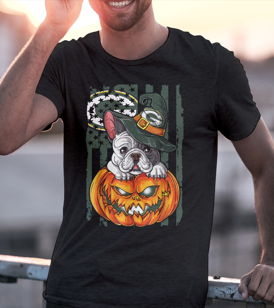 Hlw Bulldog Green Bay Packers Halloween Pumpkin Wizard Hat T-Shirt