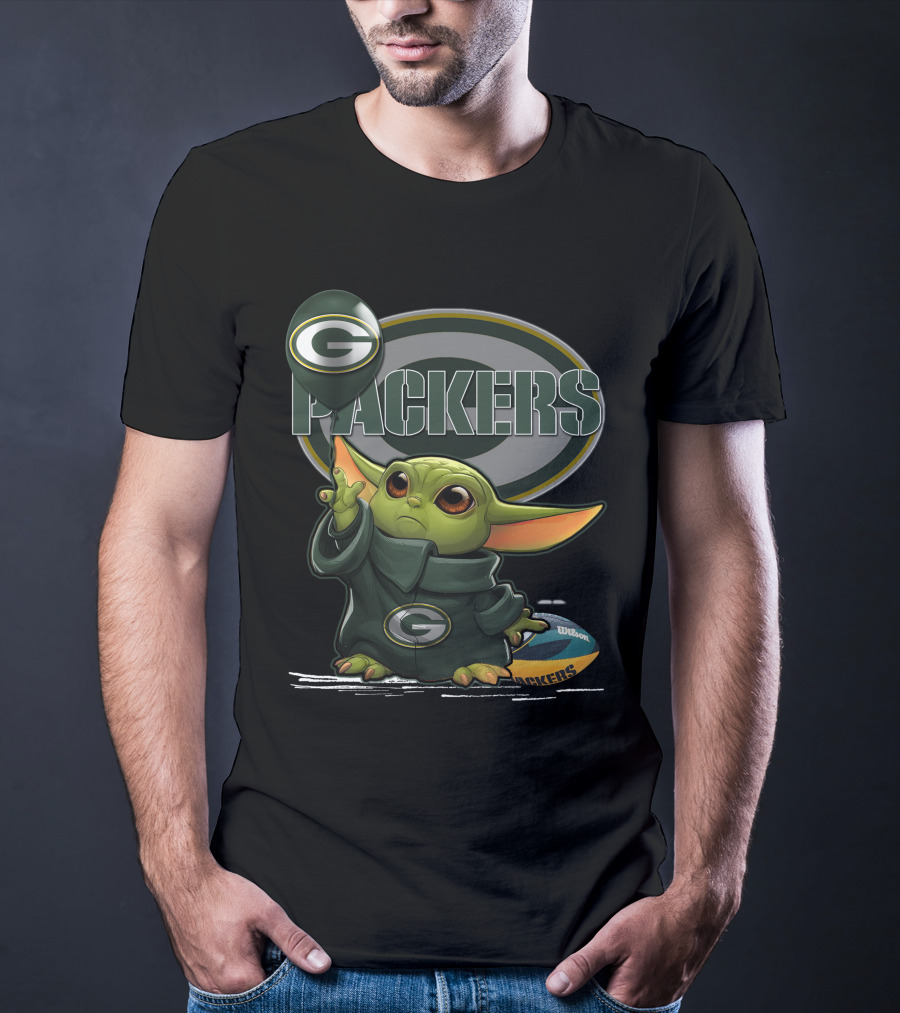 Packers Green Bay Baby Yoda Football Fan T-Shirt