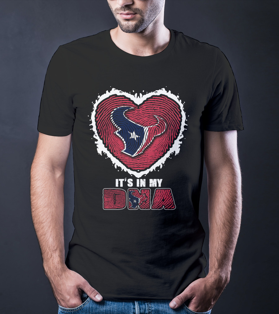 Houston Texans Heart Thumbprint Logo It's In My Dna T-Shirt