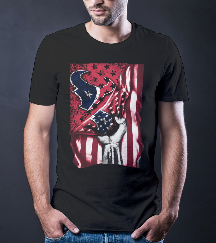 Patriotic Houston Texans Stars And Stripes Flag T-Shirt
