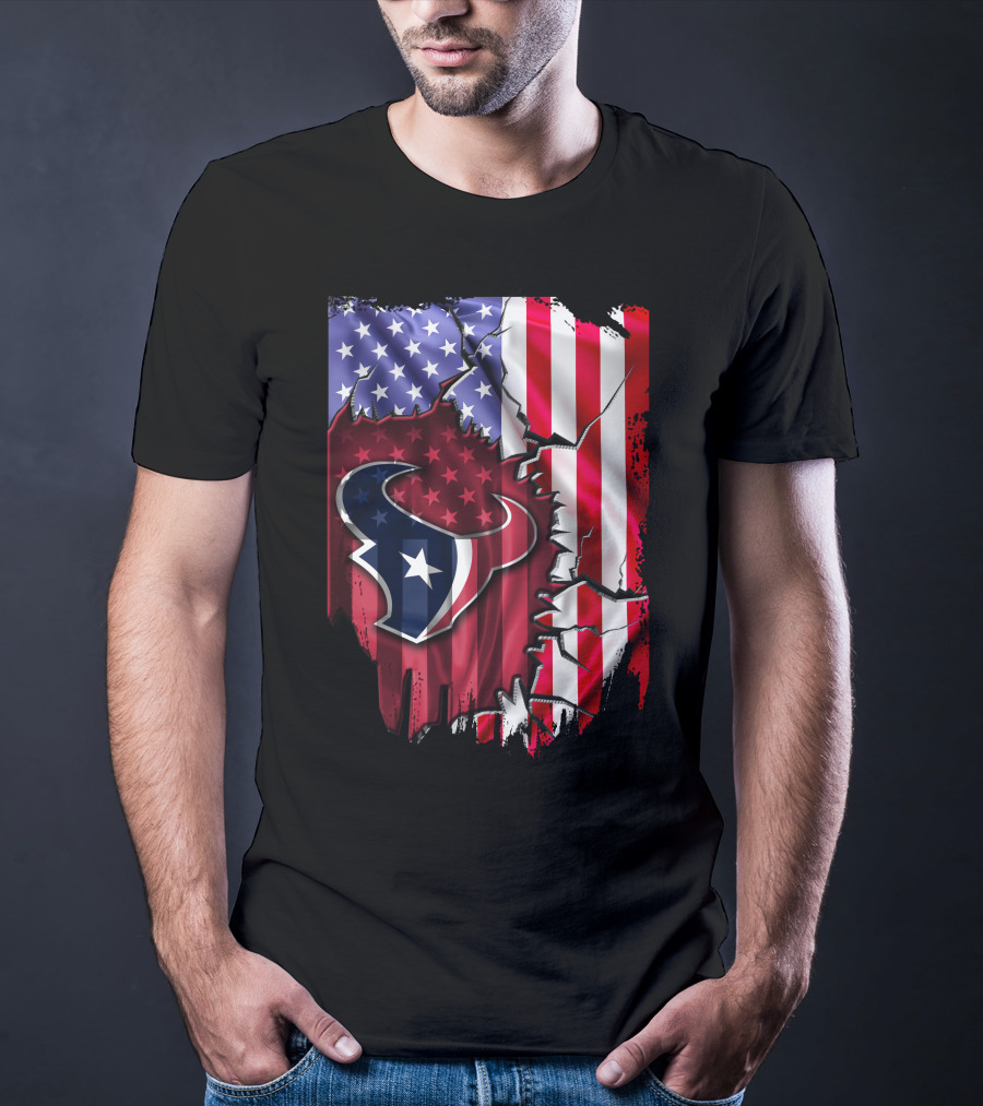 American Flag Houston Texans Logo Burst T-Shirt
