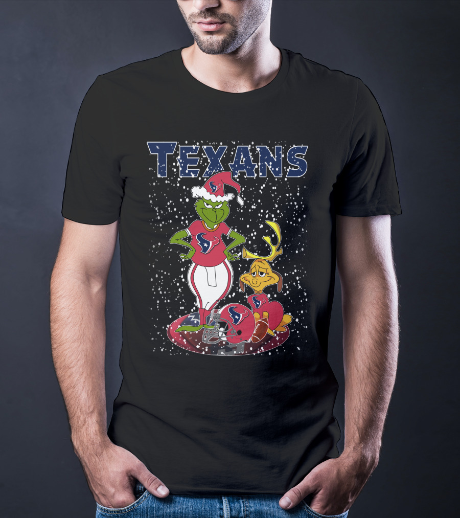 Texans Grinchxmas Festive Football Mashup T-Shirt