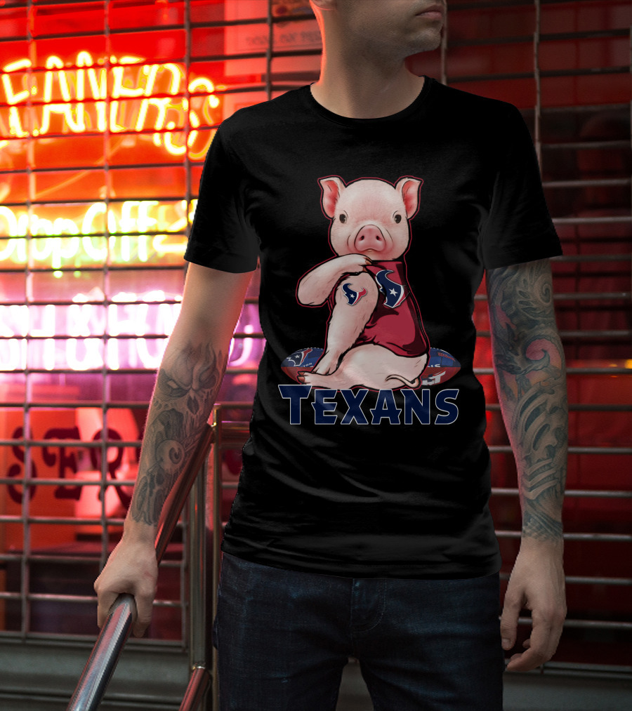 Texans Pig With Texans Logo And Football T-Shirt