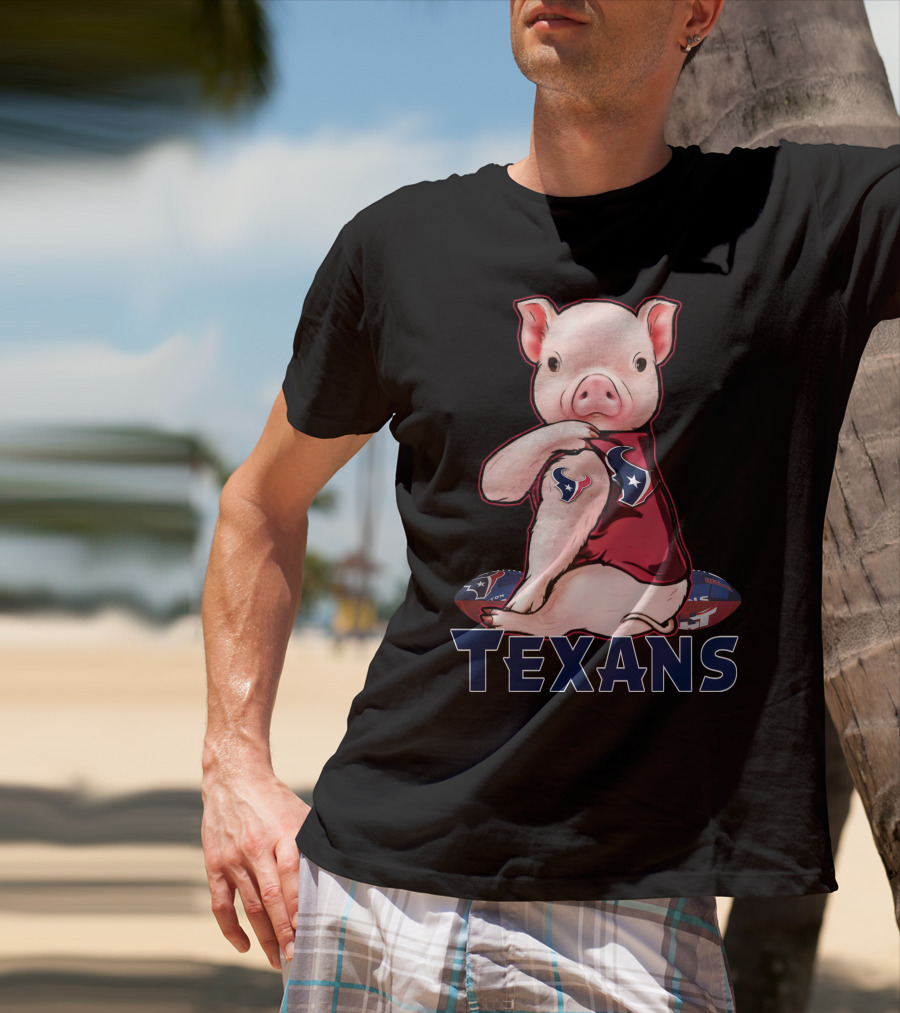 Texans Pig With Texans Logo And Football T-Shirt