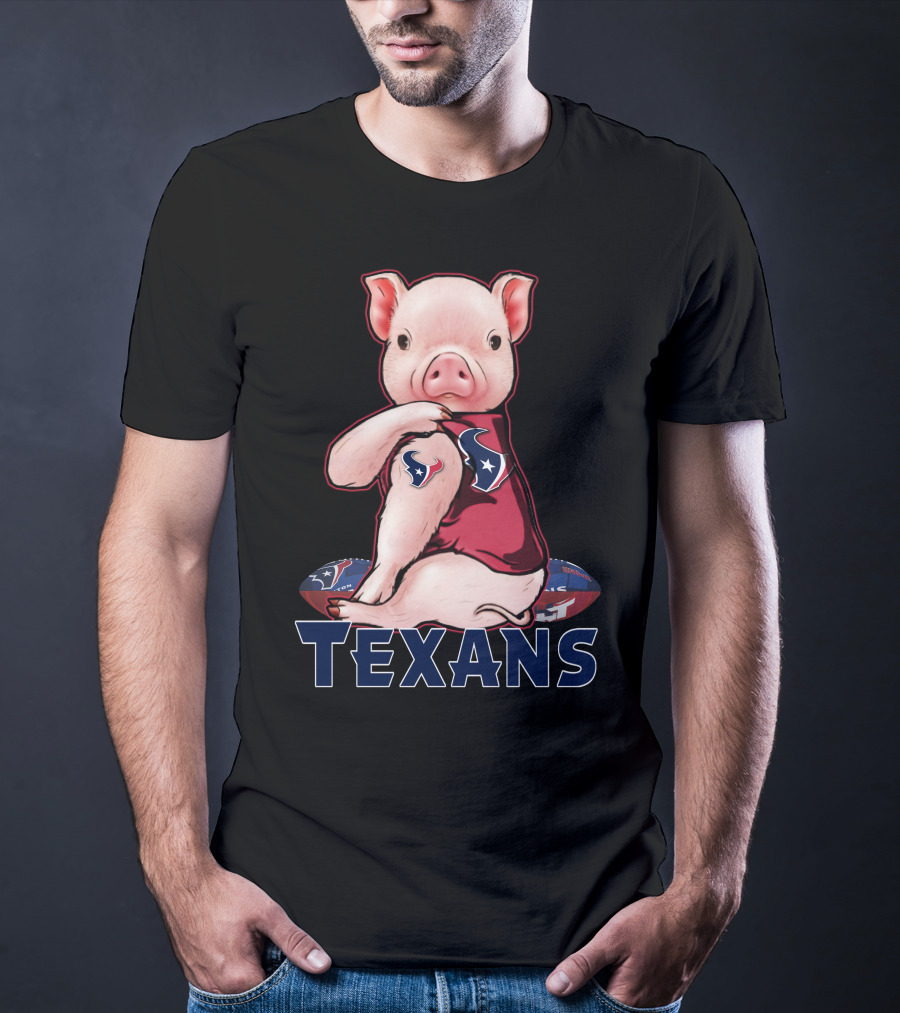 Texans Pig With Texans Logo And Football T-Shirt