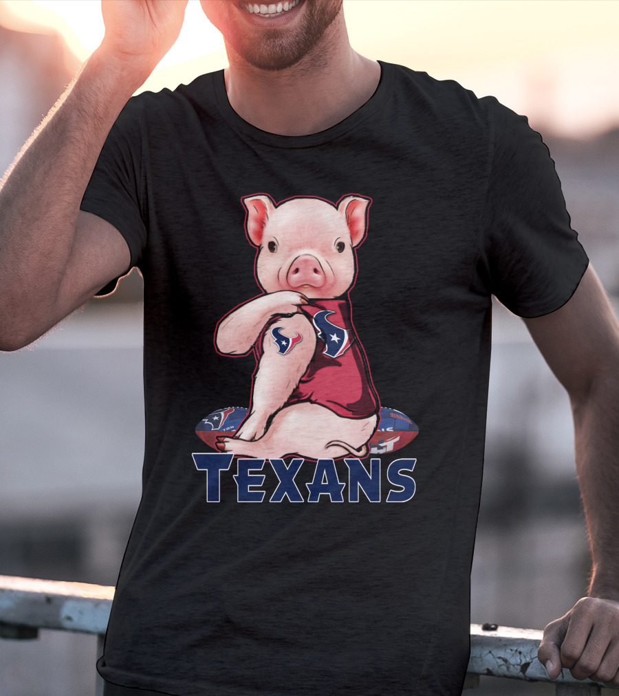 Texans Pig With Texans Logo And Football T-Shirt