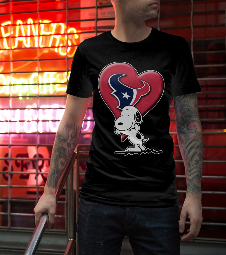 Snoopy Hugging Houston Texans Heart T-Shirt