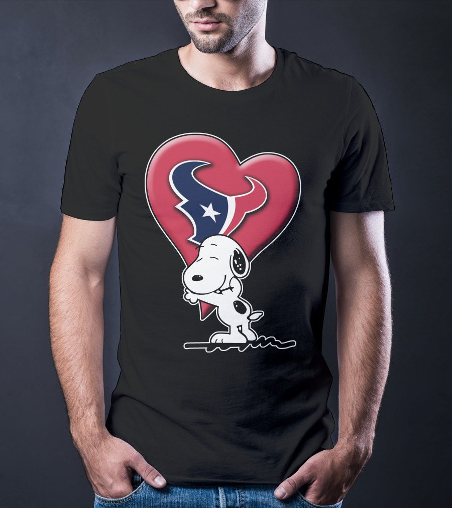 Snoopy Hugging Houston Texans Heart T-Shirt