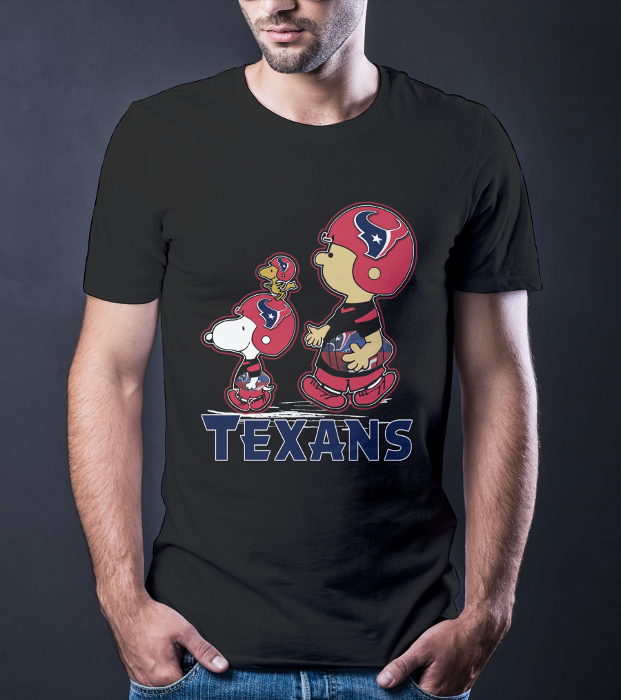 Snpfootball Texas Snoopy And Woodstock With Houston Texans Helmets And Football T-Shirt