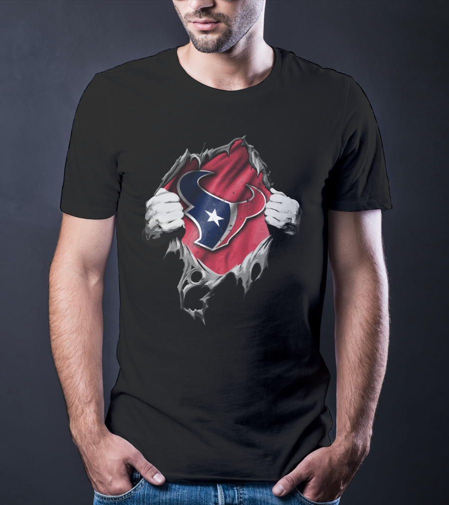 Ripped Houston Texans Logo Concept With Torn Fabric Effect T-Shirt
