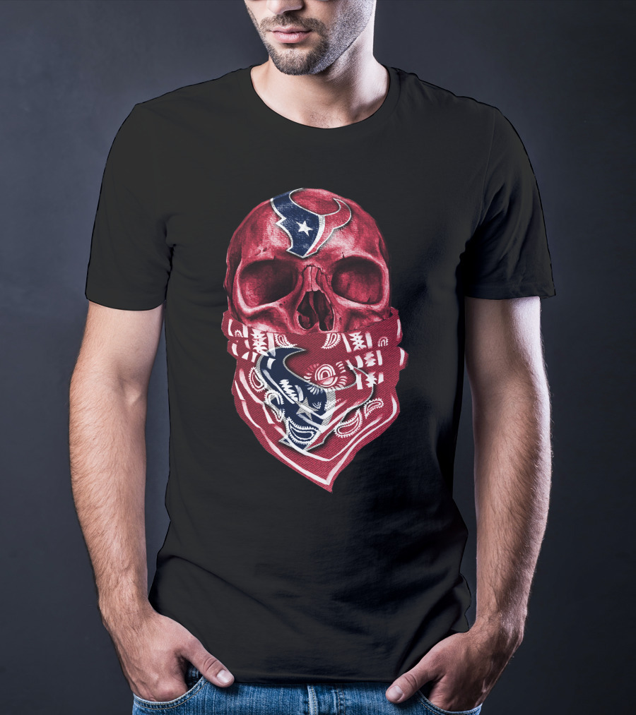 Skull With Houston Texans Bandana T-Shirt