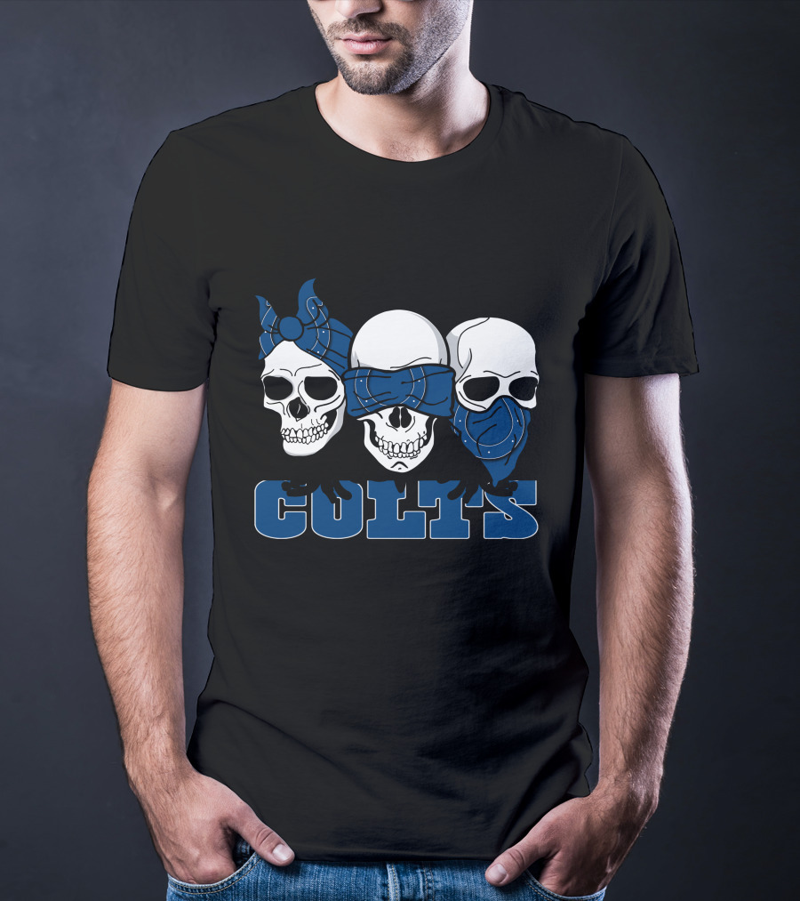 3 Skull Blue Bandana Colts T-Shirt