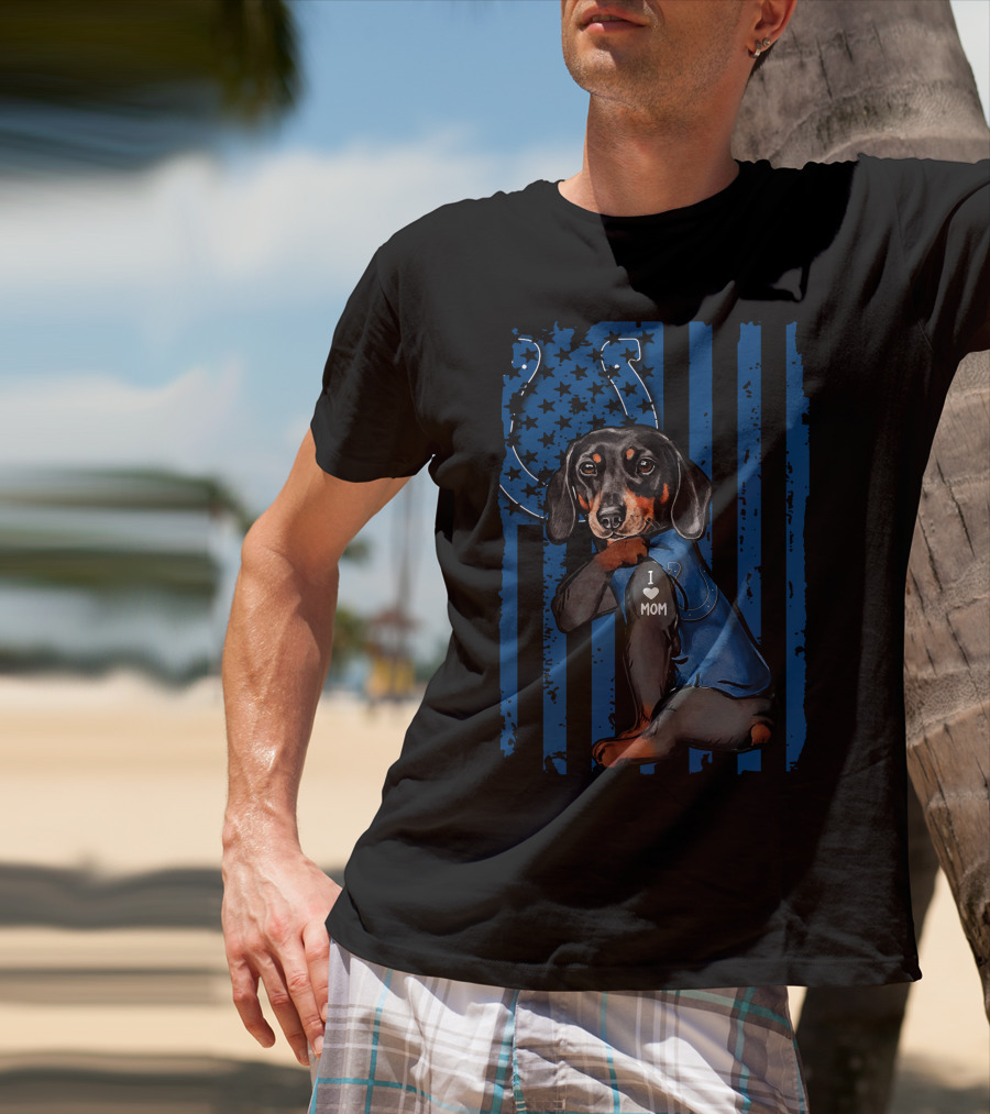 Dachshund I Love Mom Indianapolis Colts T-Shirt