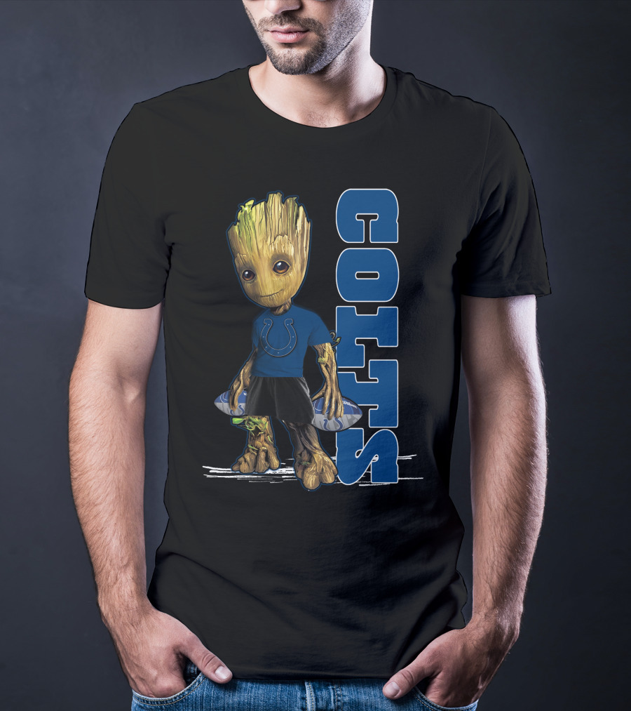 Groot Colts Football Fan With Indianapolis Colts T-Shirt