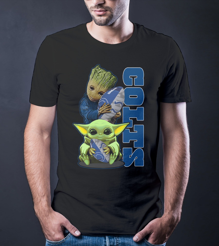 Grzd Indianapolis Colts Football Groot Baby Yoda T-Shirt