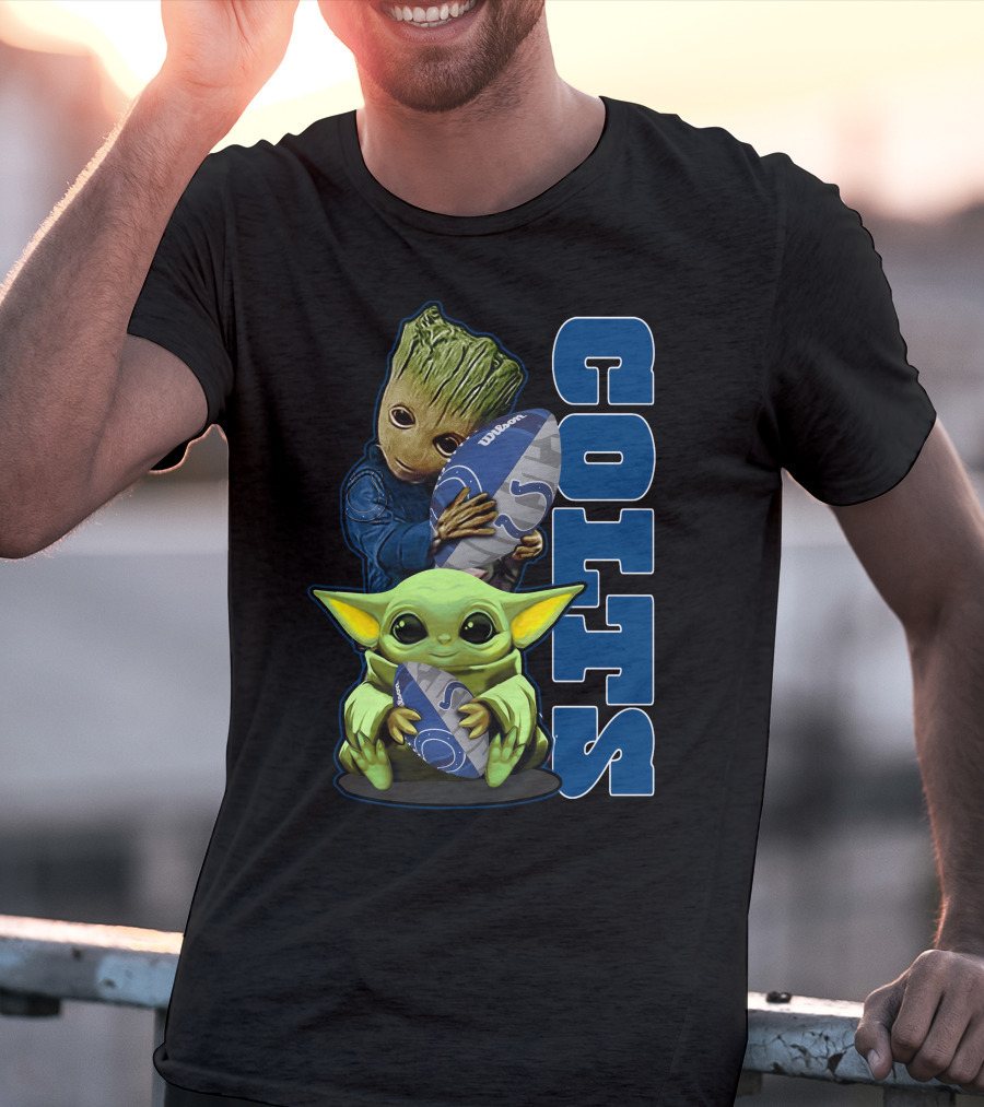 Grzd Indianapolis Colts Football Groot Baby Yoda T-Shirt