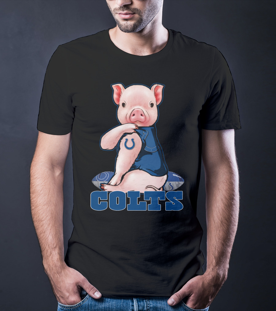 Pig With Indianapolis Colts Logo And Jersey T-Shirt