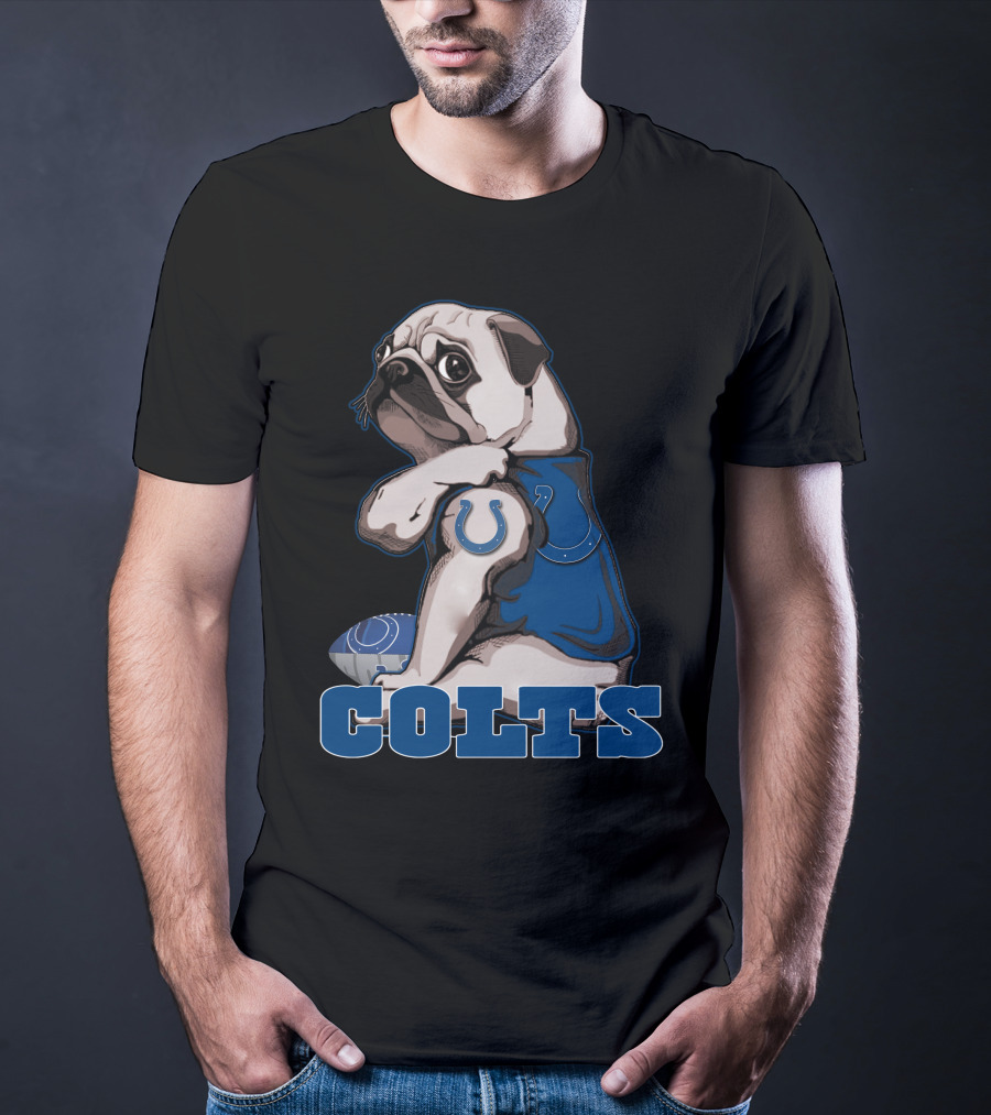 Colts Pug Football Fan Indianapolis T-Shirt