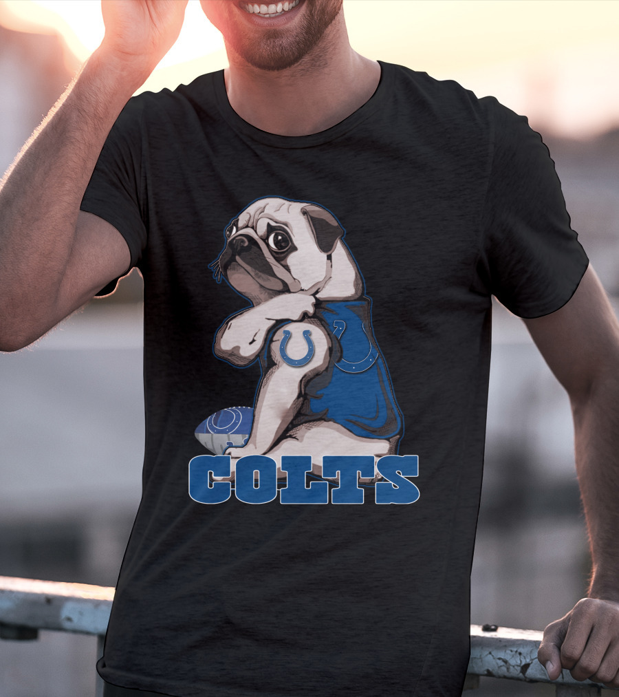 Colts Pug Football Fan Indianapolis T-Shirt