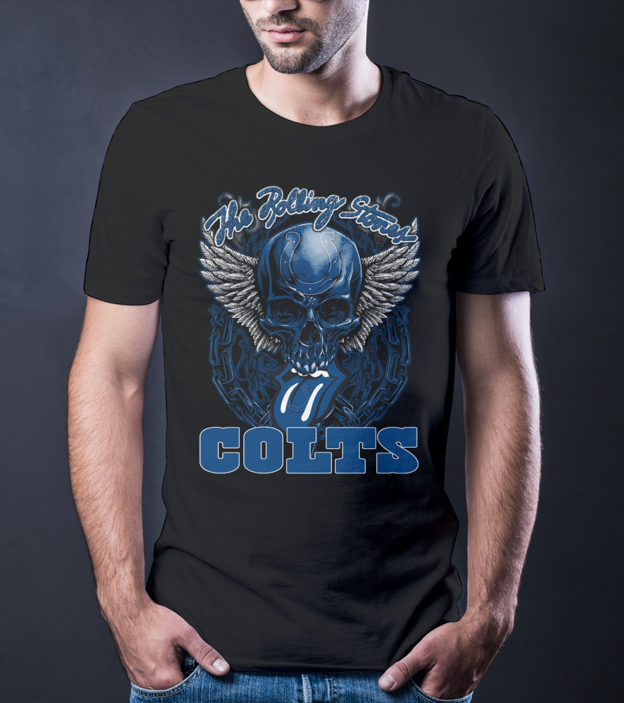The Rolling Stones Indianapolis Colts Skull Winged Tongue T-Shirt