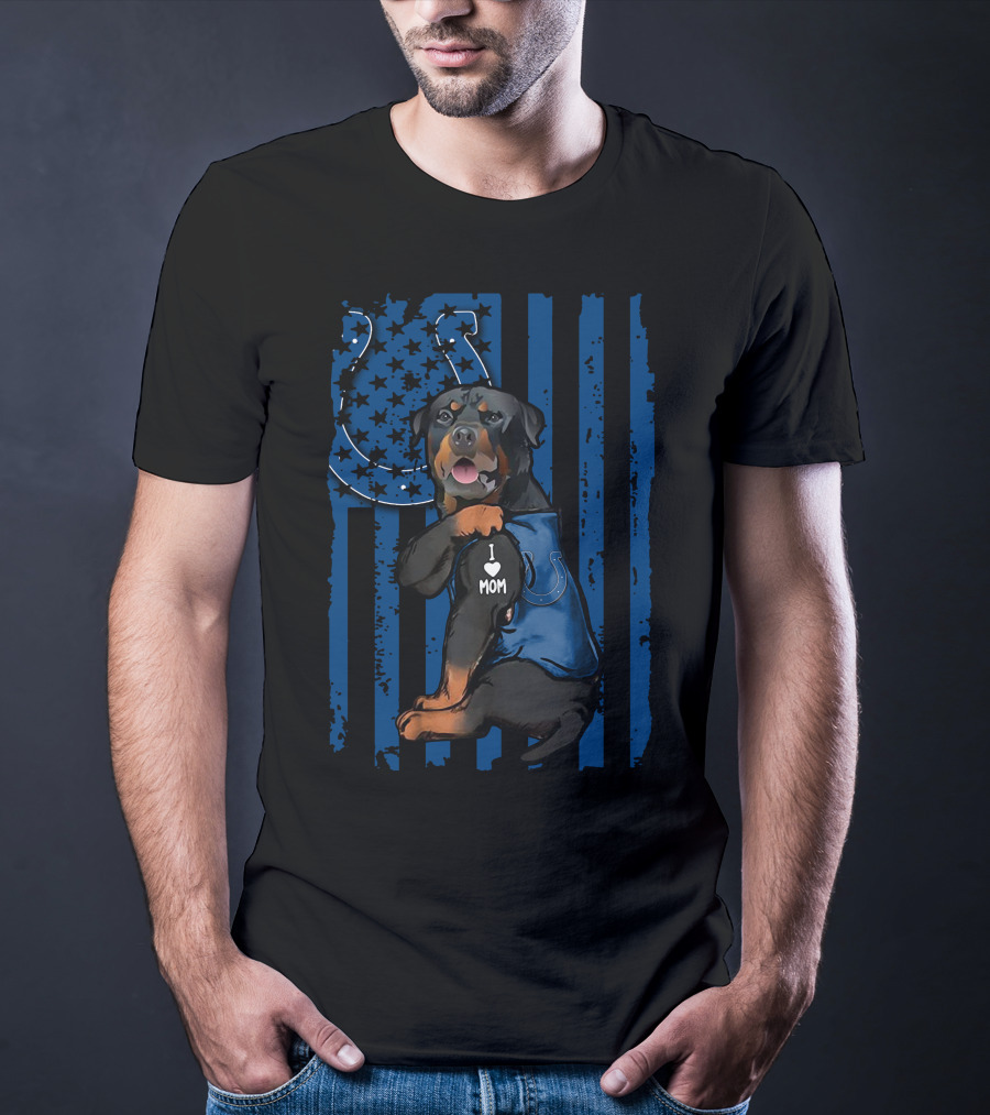 Indianapolis Colts Rottweiler I Love Mom T-Shirt