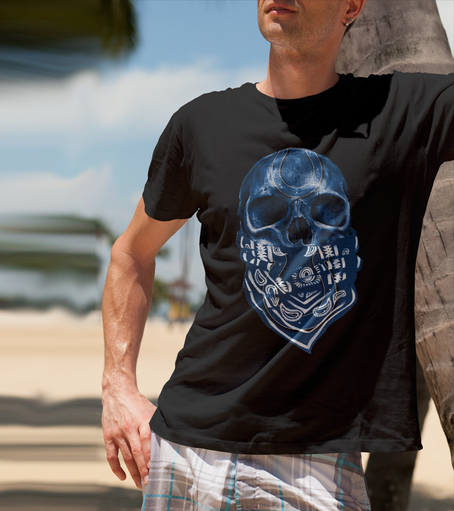 Indianapolis Colts Skull Bandana T-Shirt