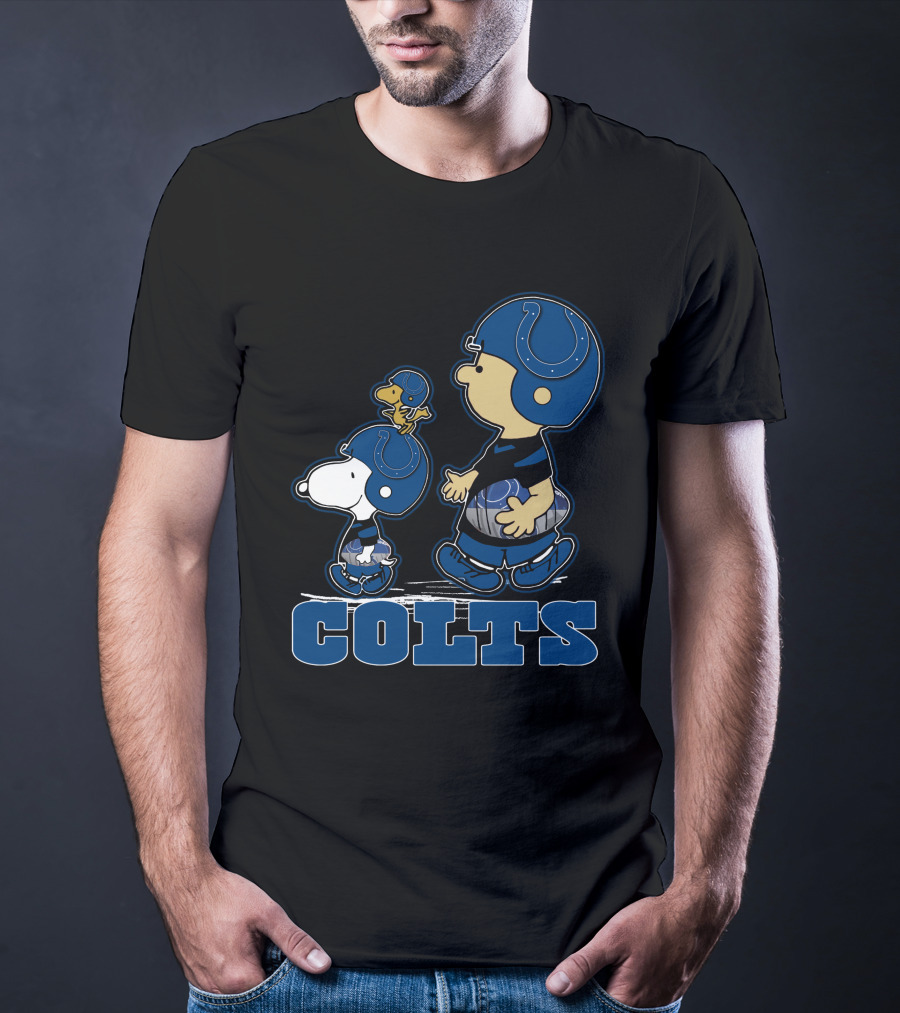Peanuts Characters Wearing Indianapolis Colts Football Helmets Colts T-Shirt