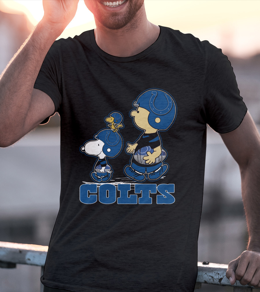 Peanuts Characters Wearing Indianapolis Colts Football Helmets Colts T-Shirt